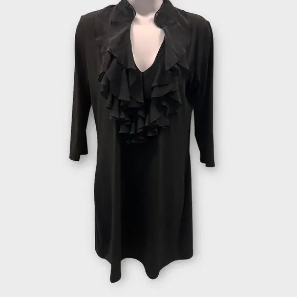 White House Black Market Black Ruffle Cocktail Dress Size S